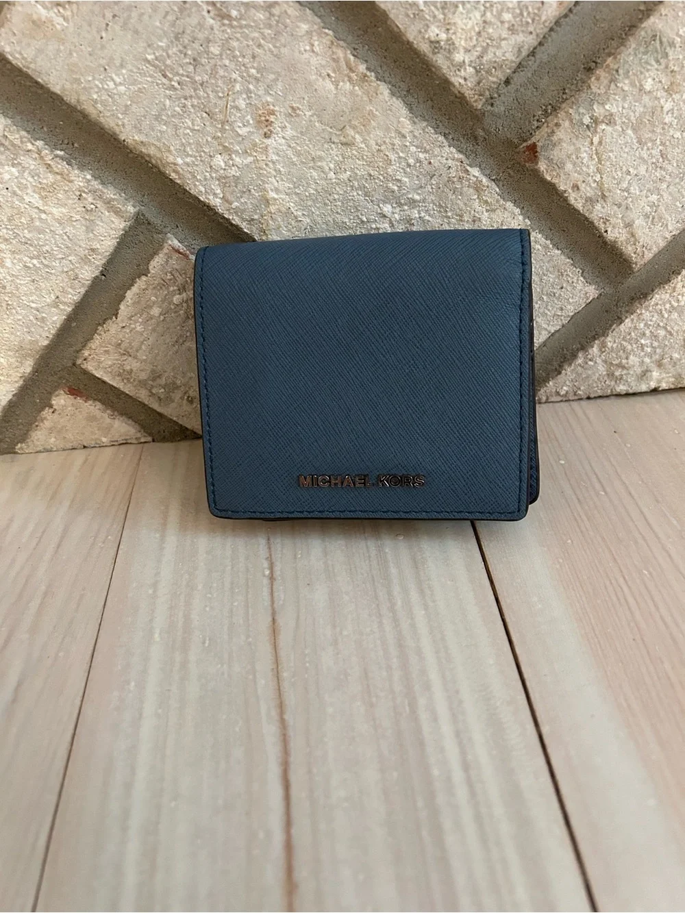 Michael Kors Men's Slate Blue Saffiano Leather Card Holder